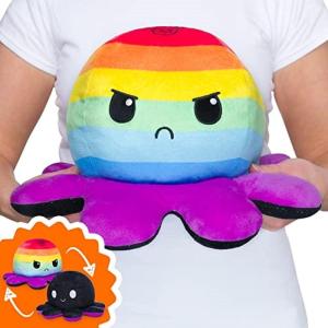 imageTeeTurtle  The Original Reversible Panda Plushie  BIG ampamp Red Panda  Cute Sensory Fidget Stuffed Animals That Show Your MoodBlack  Rainbow Stripes Octopus