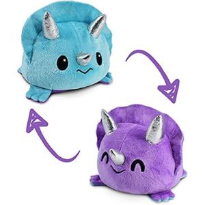 imageTeeTurtle  The Original Reversible Dinosaur Plushie  Green  Skeleton TRex  Cute Sensory Fidget Stuffed Animals That Show Your Mood  Perfect for HalloweenPurple  Blue Triceratops