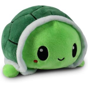imageTeeTurtle  The Original Reversible Turtle Plushie  Green  Cute Sensory Fidget Stuffed Animals That Show Your Mood 4 inchAngry  Happy Green