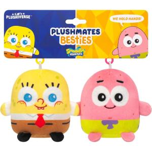 imageTeeTurtle Spongebob Squarepants and Patrick Star Plushmates Besties Keychain Set  Officially Licensed Novelty ClipOn Plush with Magnetic Hands