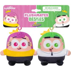imageTeeTurtle The Fairly OddParents Cosmo and Wanda Plushmates Besties Keychain Set  Officially Licensed Nickelodeon Novelty ClipOn Plush with Magnetic Hands