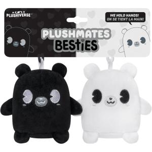 imageTeeturtle Plushmate Besties Rubber Hose Keychain Set  Black and White Retro Cartoon Bears  Cute Matching Keychains that Hold Hands