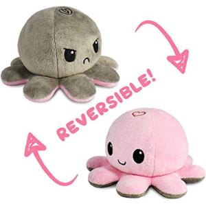 imageTeeTurtle  The Original Reversible Octopus Plushie  Lemon  Lime  Cute Sensory Fidget Stuffed Animals That Show Your MoodLove  Hate Light Pink  Gray